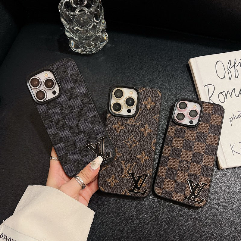 Lou Black Logo Leather iPhone Case mysite