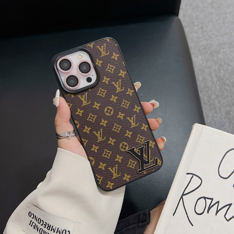 Lou Black Logo Leather iPhone Case mysite
