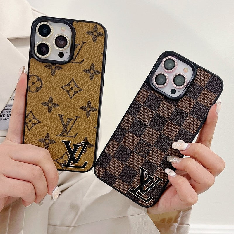 Lou Black Logo Leather iPhone Case mysite