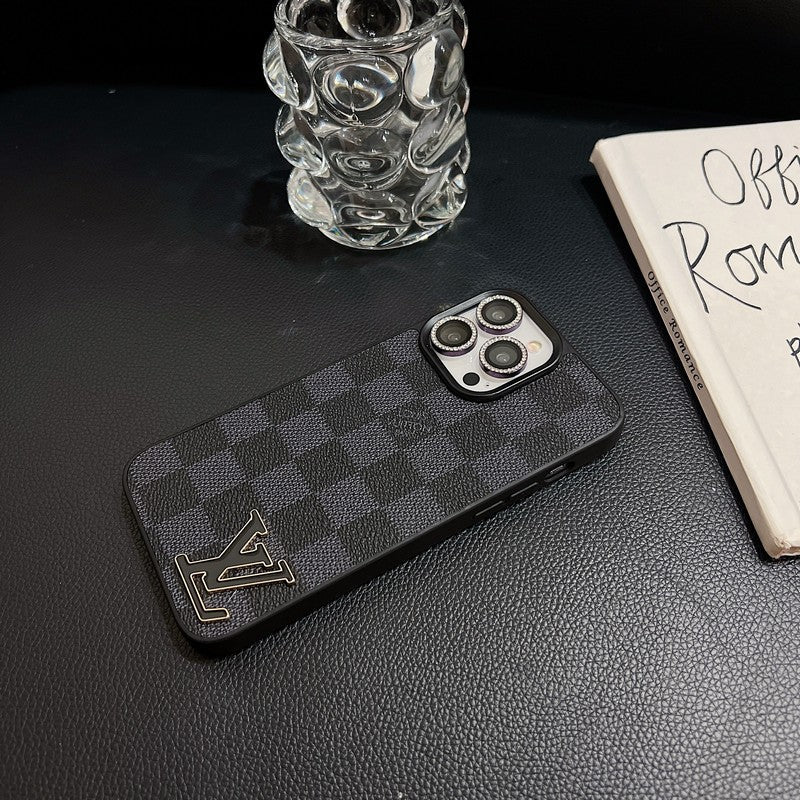 Lou Black Logo Leather iPhone Case mysite