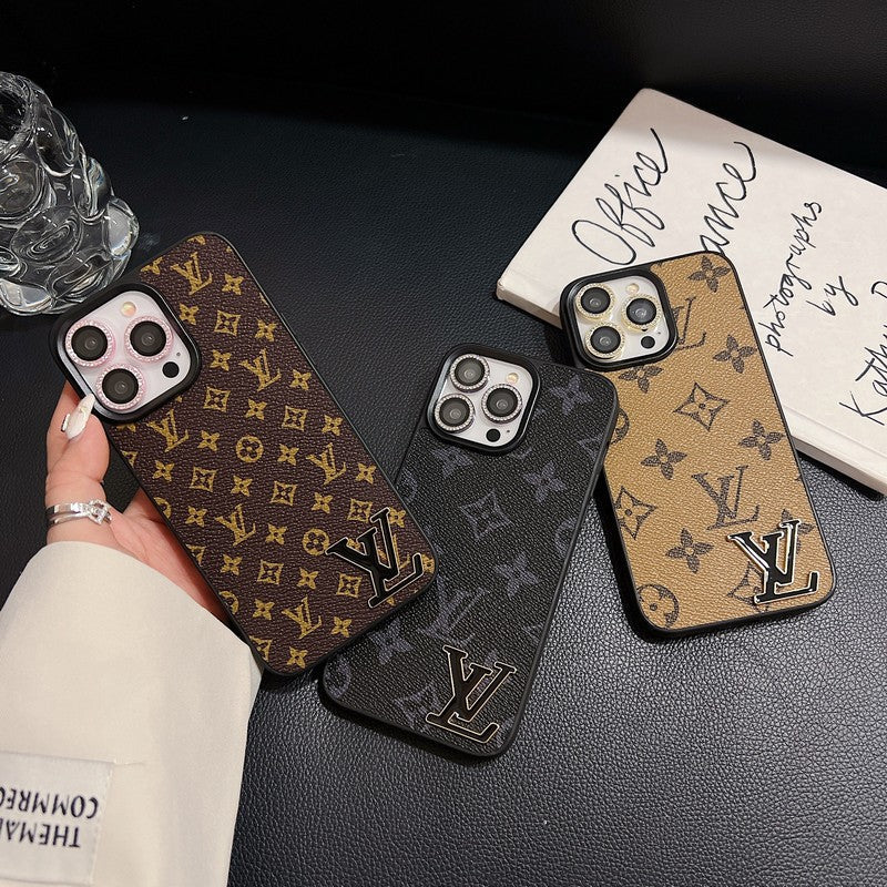 Lou Black Logo Leather iPhone Case mysite