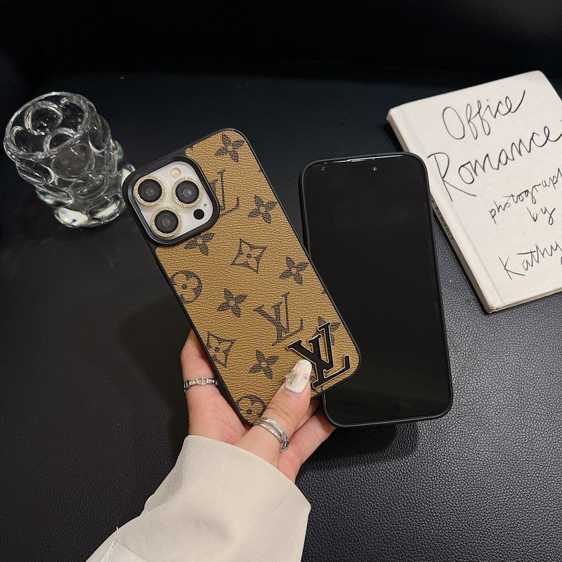 Lou Black Logo Leather iPhone Case mysite