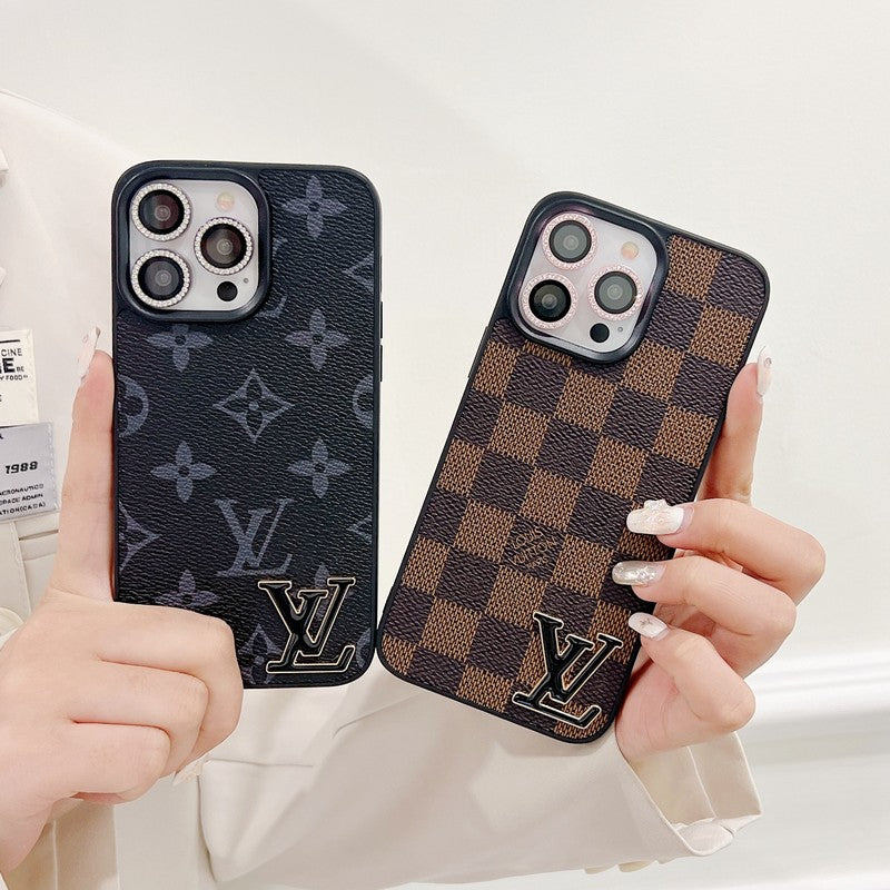 Lou Black Logo Leather iPhone Case mysite
