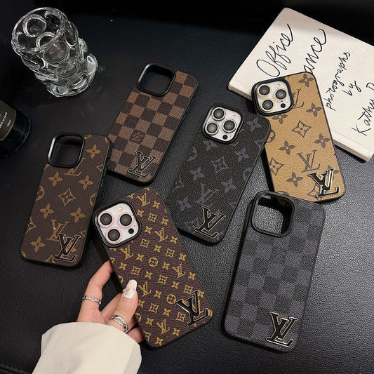 Lou Black Logo Leather iPhone Case mysite