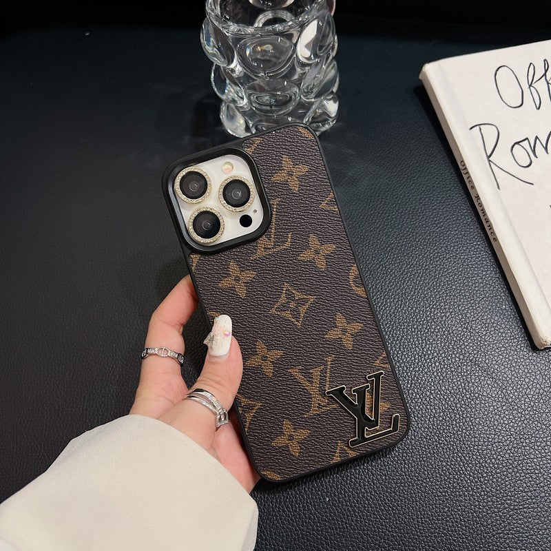 Lou Black Logo Leather iPhone Case mysite