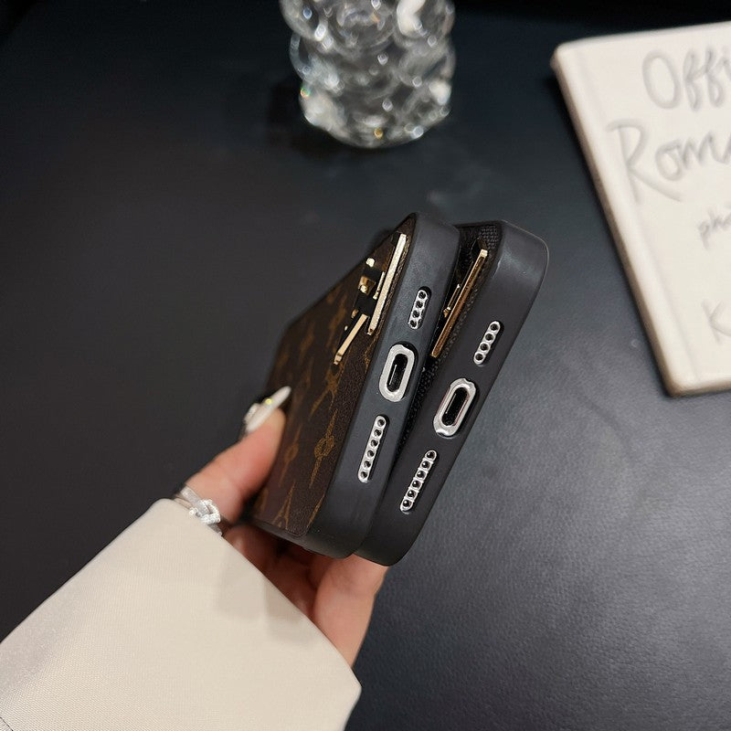 Lou Black Logo Leather iPhone Case mysite