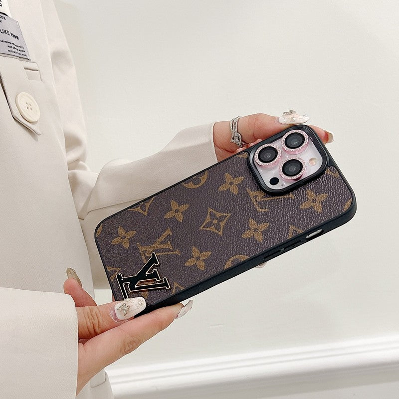 Lou Black Logo Leather iPhone Case mysite