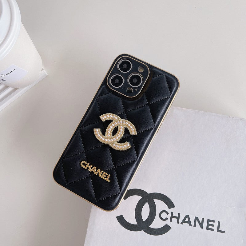 CC Black & White Leather iPhone Case mysite