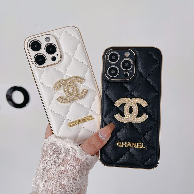 CC Black & White Leather iPhone Case mysite