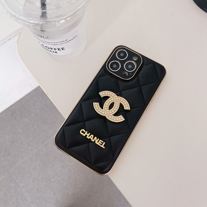CC Black & White Leather iPhone Case mysite