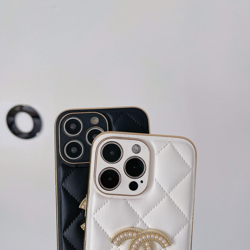 CC Black & White Leather iPhone Case mysite