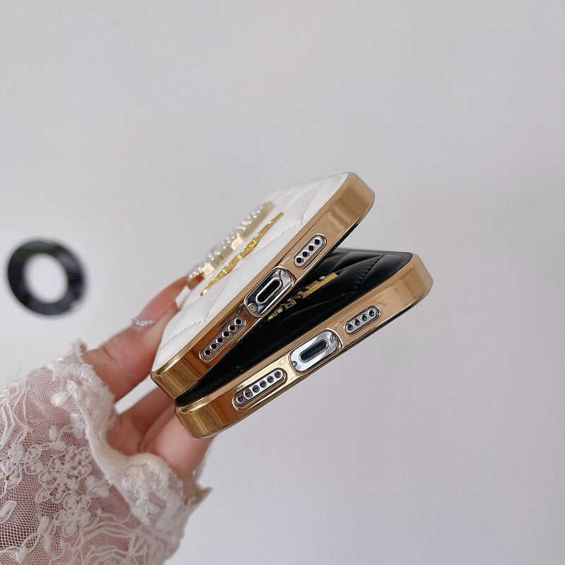 CC Black & White Leather iPhone Case mysite