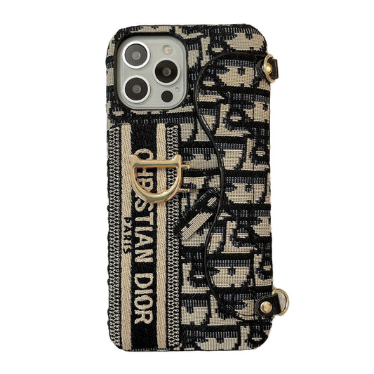 CD Black & Grey Fabric Card Bag Crossbody iPhone Case mysite
