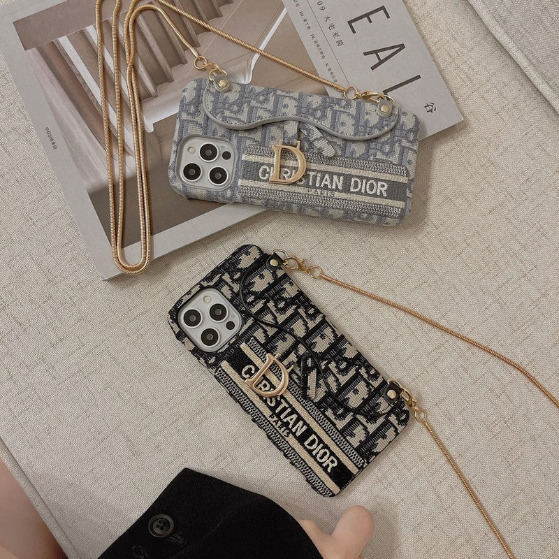 CD Black & Grey Fabric Card Bag Crossbody iPhone Case mysite