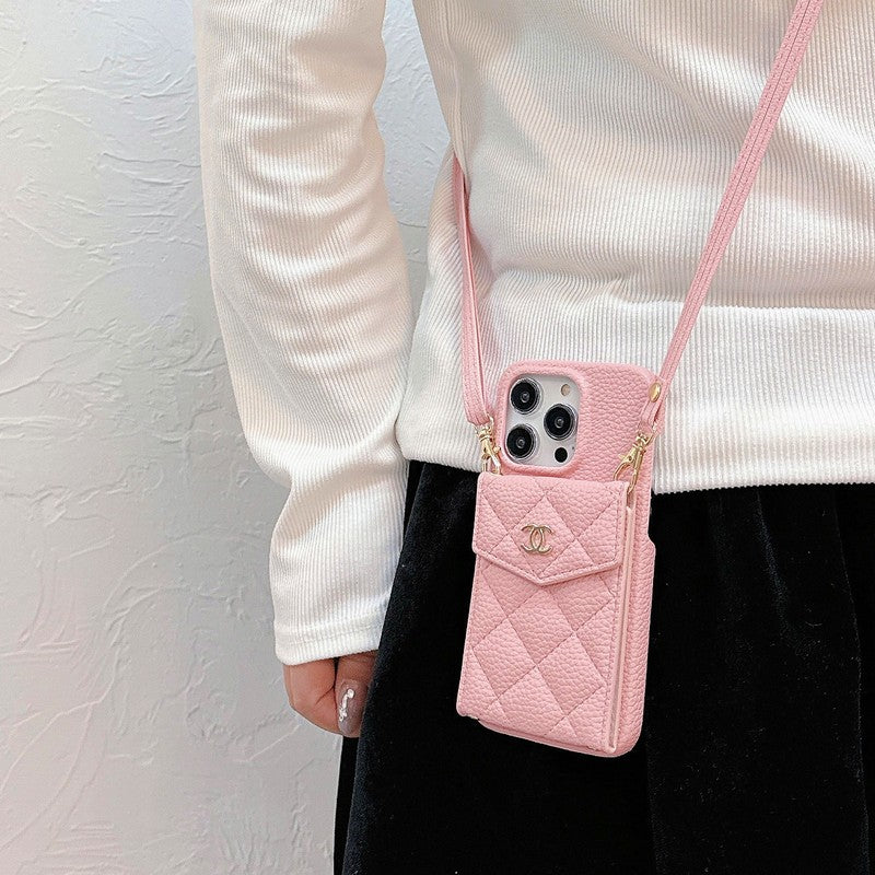 CC Card Bag Color Leather Chain iPhone Case mysite