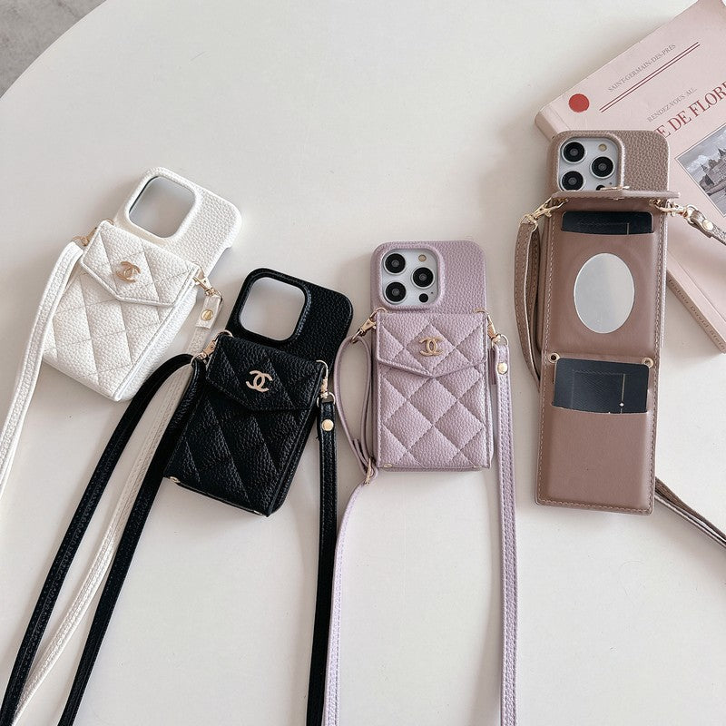 CC Card Bag Color Leather Chain iPhone Case mysite