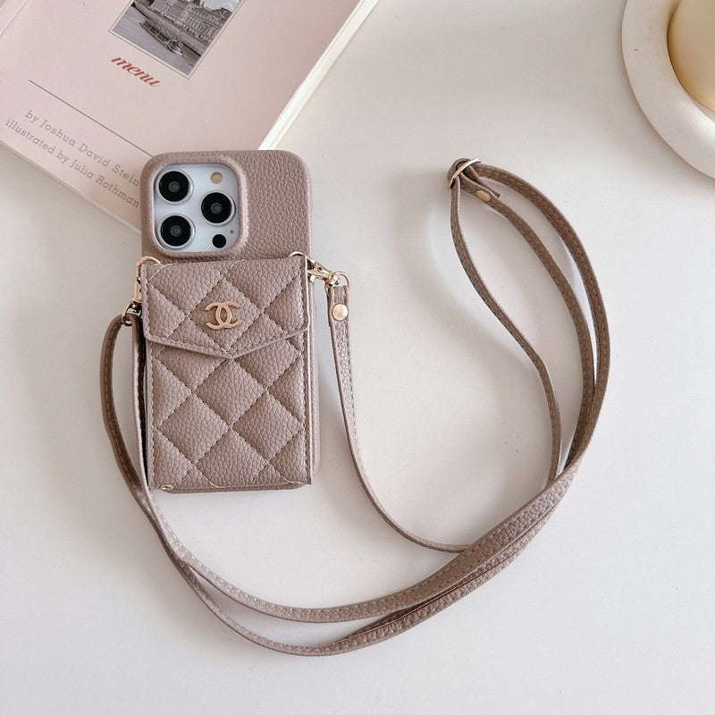 CC Card Bag Color Leather Chain iPhone Case mysite