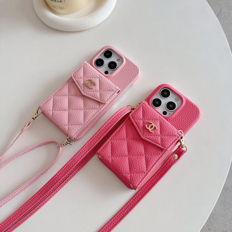 CC Card Bag Color Leather Chain iPhone Case mysite