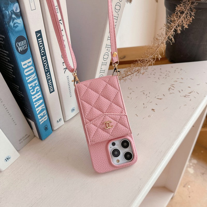 CC Card Bag Color Leather Chain iPhone Case mysite