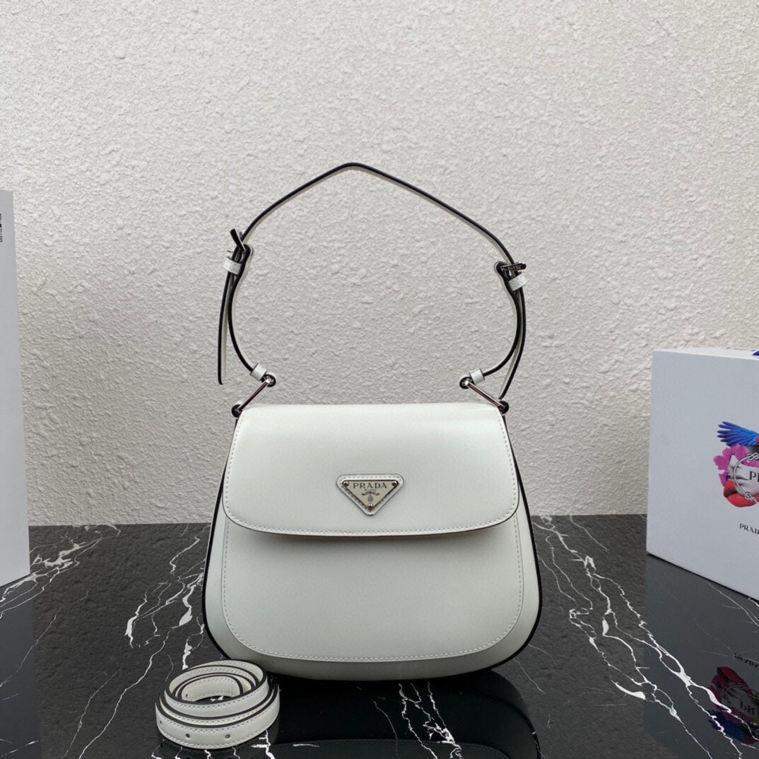 CLEO 24 WHITE BLACK BRUSHED LEATHER SHOULDER BAG mysite