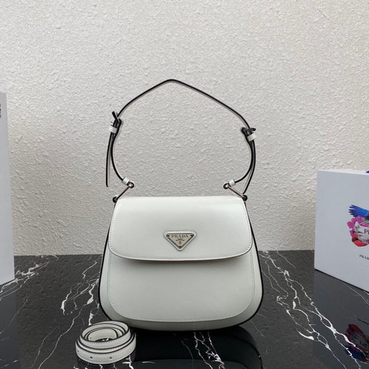 CLEO 24 WHITE BLACK BRUSHED LEATHER SHOULDER BAG mysite