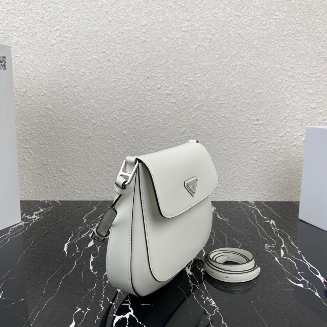 CLEO 24 WHITE BLACK BRUSHED LEATHER SHOULDER BAG mysite