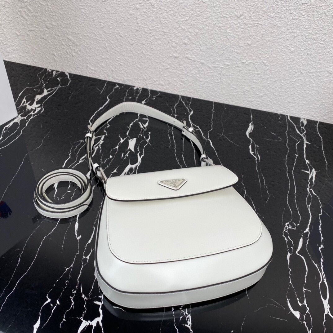 CLEO 24 WHITE BLACK BRUSHED LEATHER SHOULDER BAG mysite