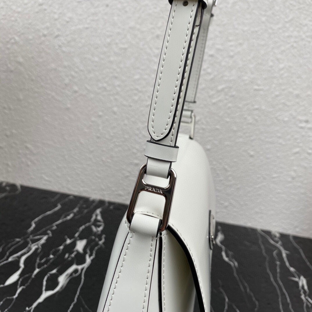 CLEO 24 WHITE BLACK BRUSHED LEATHER SHOULDER BAG mysite