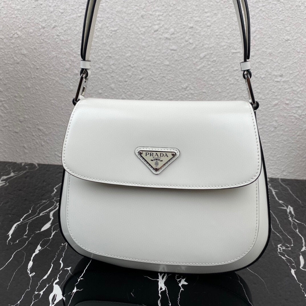 CLEO 24 WHITE BLACK BRUSHED LEATHER SHOULDER BAG mysite