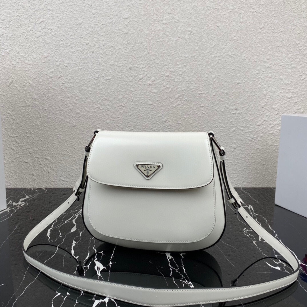 CLEO 24 WHITE BLACK BRUSHED LEATHER SHOULDER BAG mysite