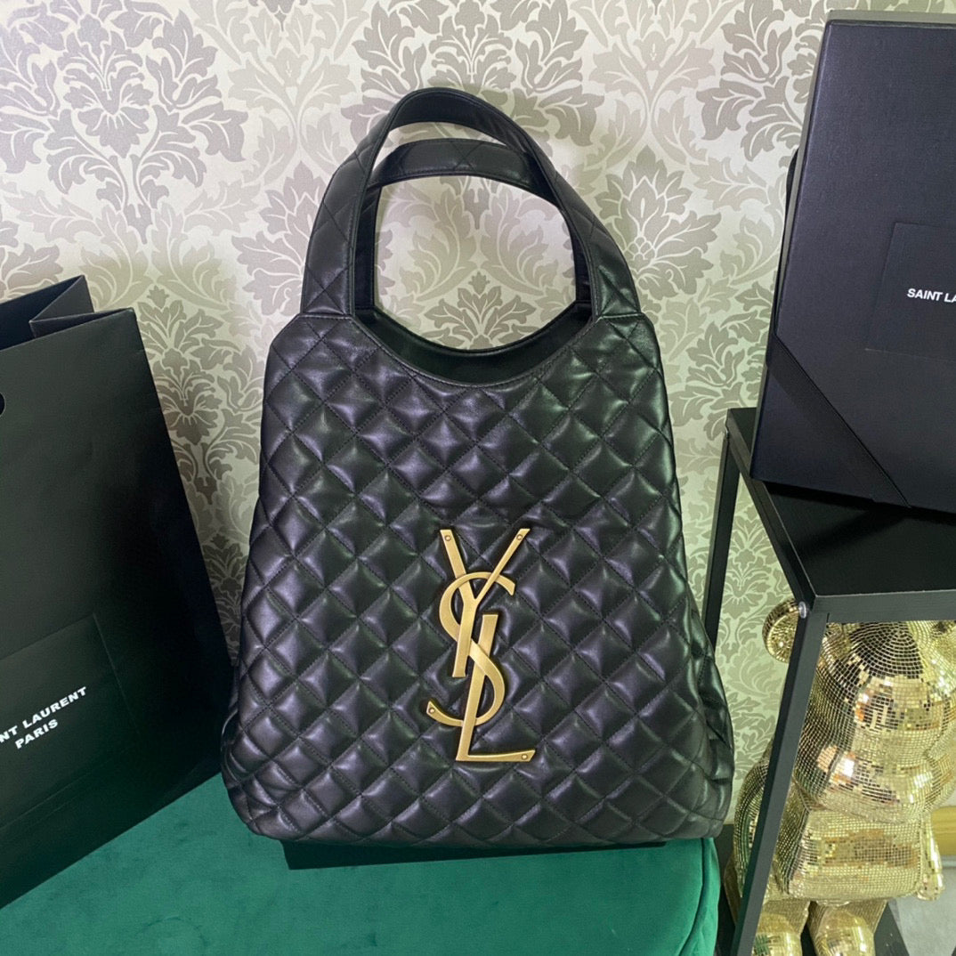 Saint Laurent ICARE MAXI SHOPPING BAG IN QUILTED BLACK LAMBSKIN mysite