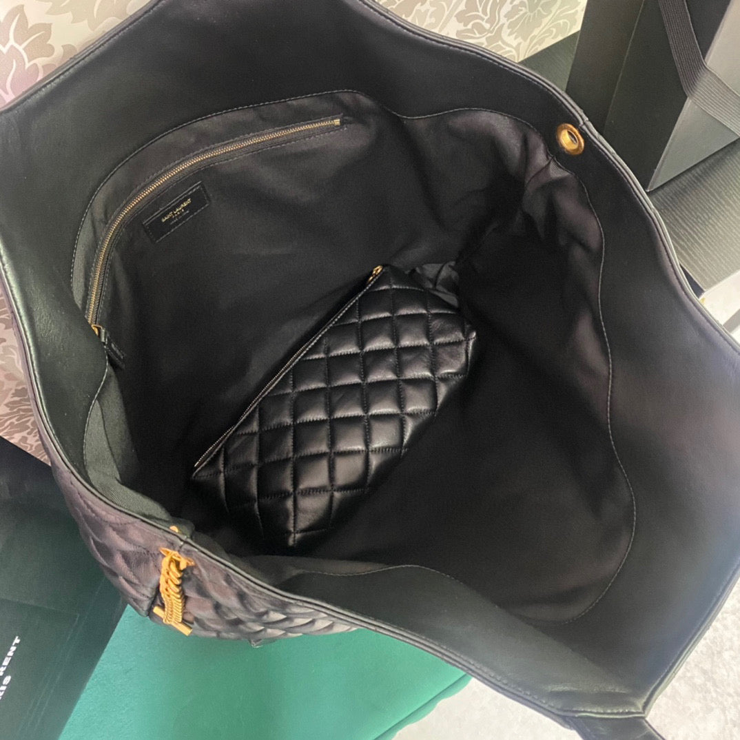 Saint Laurent ICARE MAXI SHOPPING BAG IN QUILTED BLACK LAMBSKIN mysite