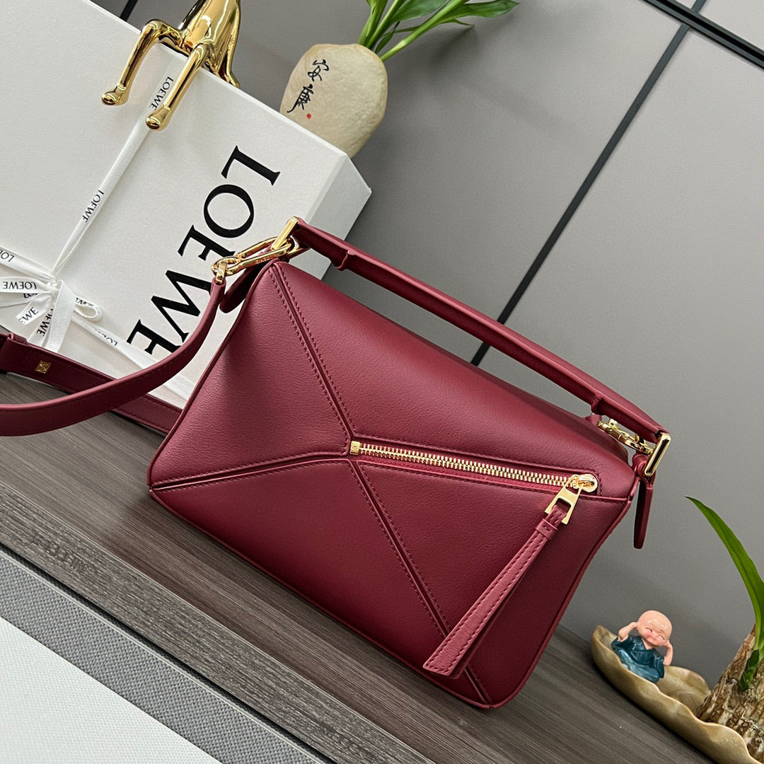 SMALL PUZZLE 24CM DARK BURGUNDY CALFSKIN mysite
