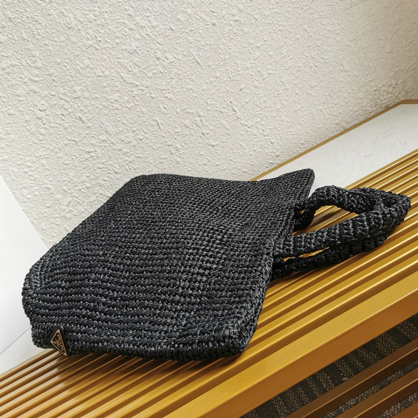 crochet tote bag 40cm black raffia mysite