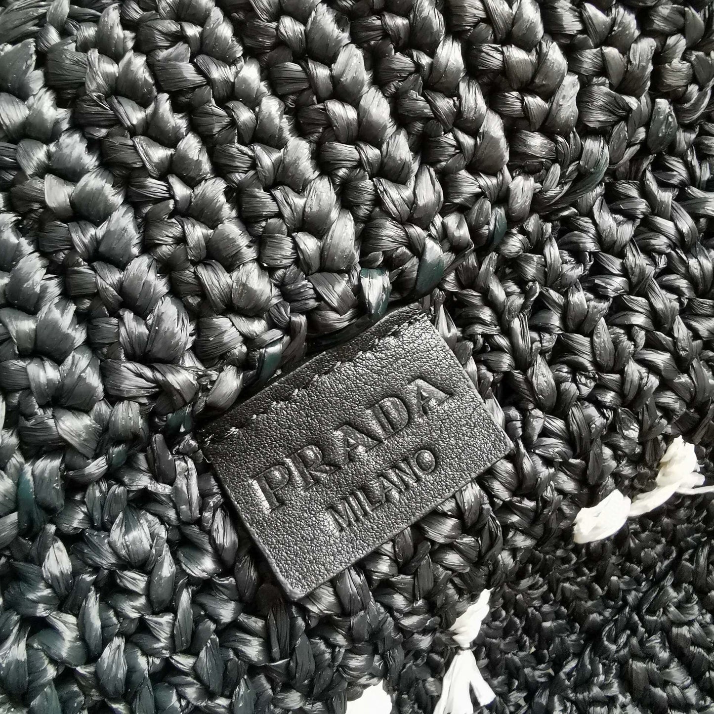 crochet tote bag 40cm black raffia mysite