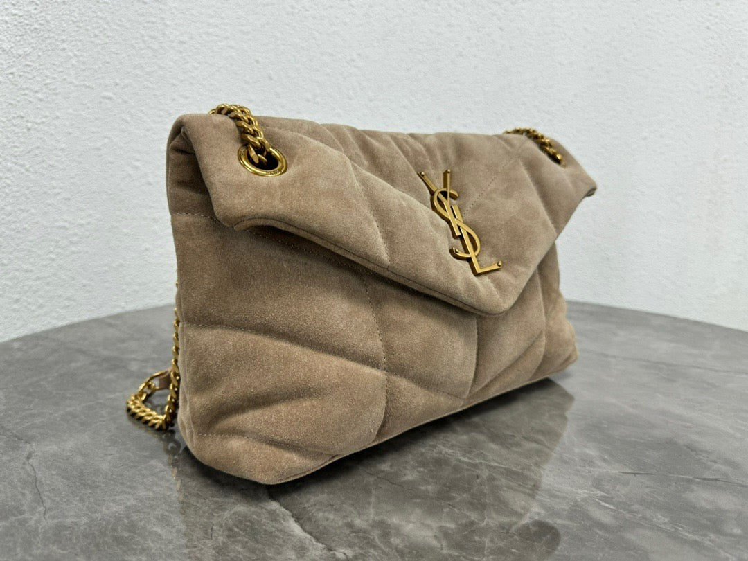 LOULOU PUFFER SMALL 29 LIGHT BROWN SUEDE GHW mysite