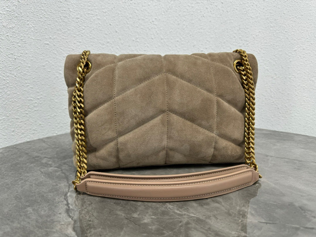 LOULOU PUFFER SMALL 29 LIGHT BROWN SUEDE GHW mysite