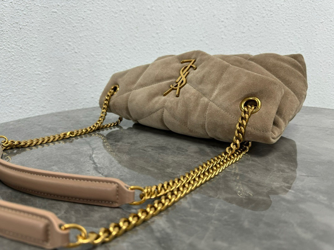 LOULOU PUFFER SMALL 29 LIGHT BROWN SUEDE GHW mysite