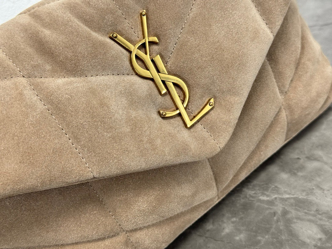 LOULOU PUFFER SMALL 29 LIGHT BROWN SUEDE GHW mysite