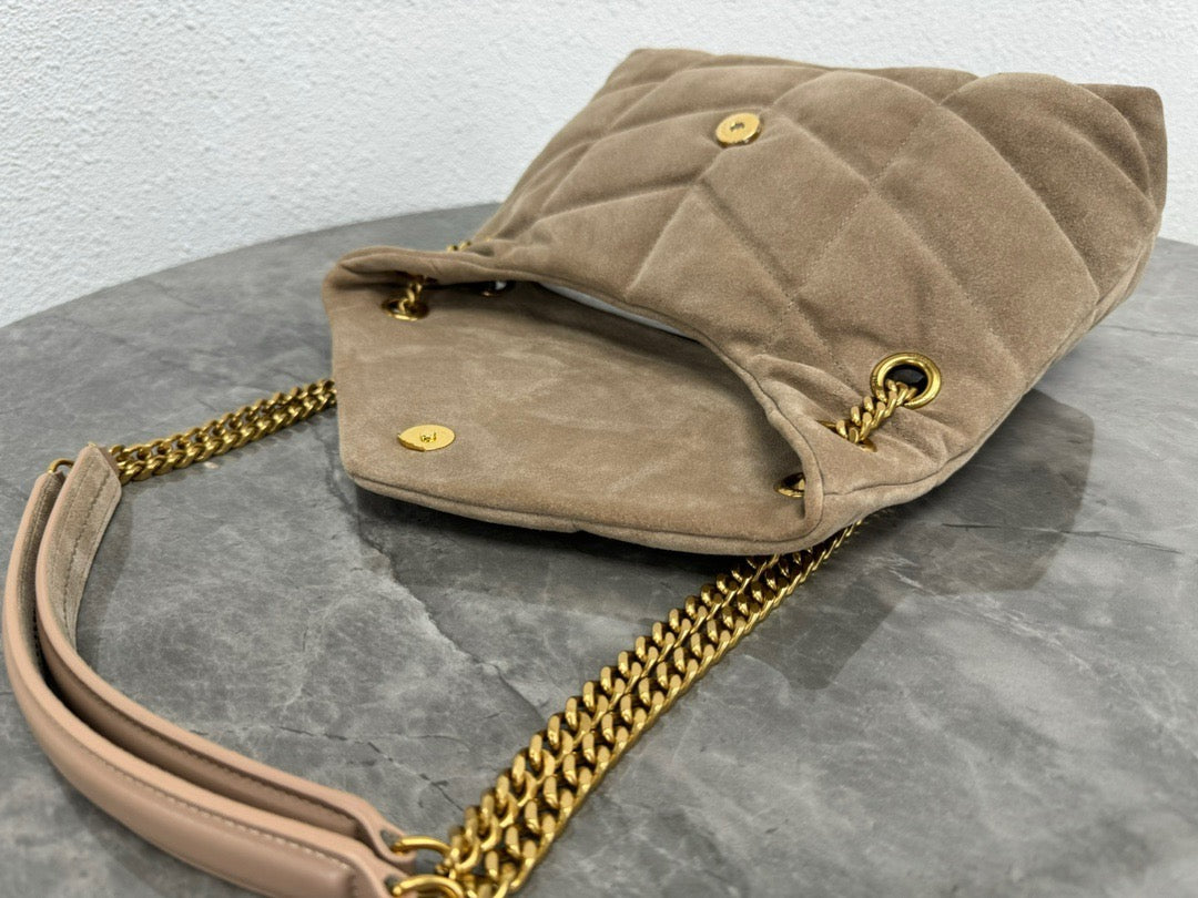 LOULOU PUFFER SMALL 29 LIGHT BROWN SUEDE GHW mysite