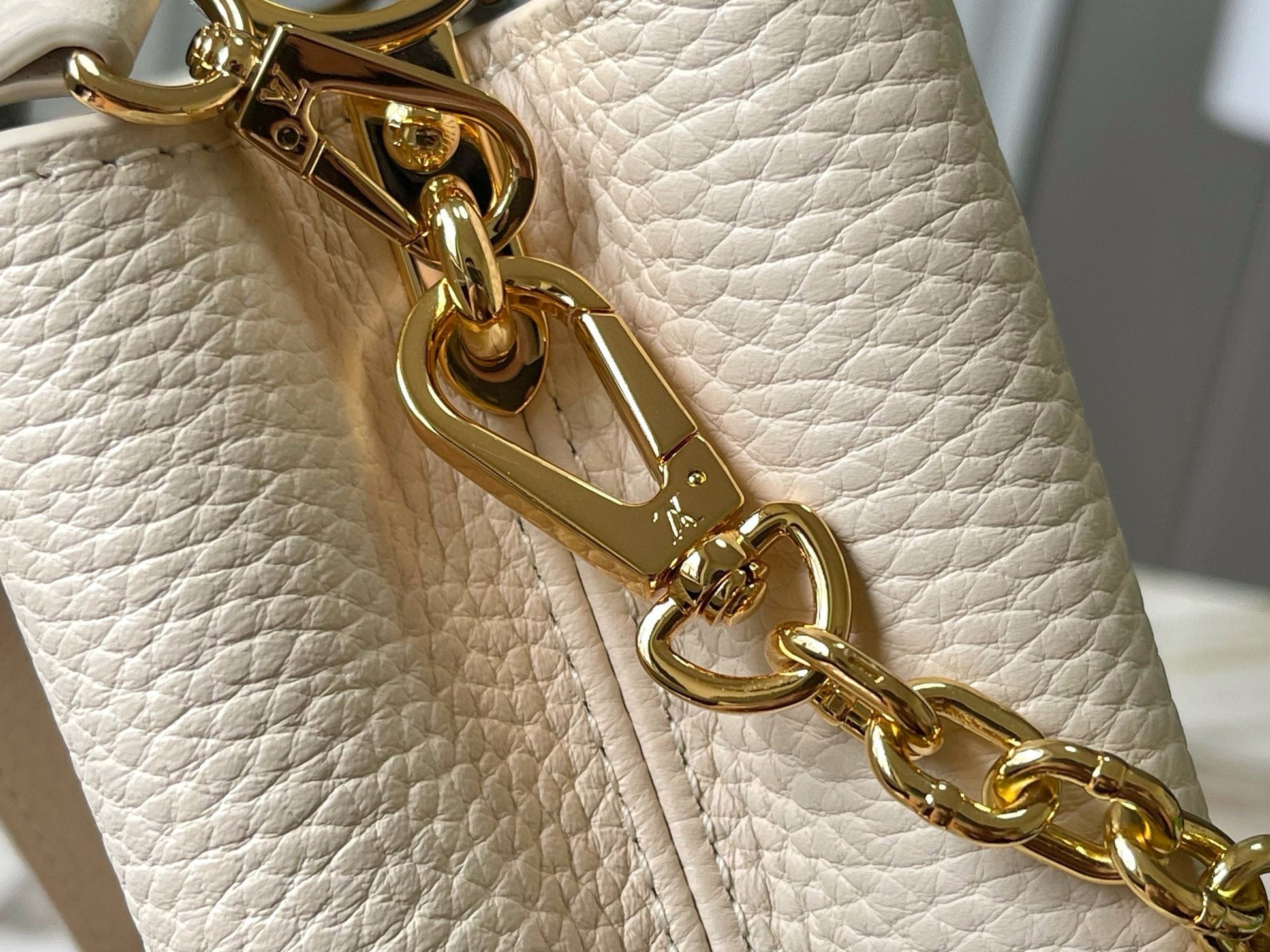 CAPUCINES MINI 21 CREAM CLOUD BLUE TAURILLON GOLD  HARDWARE mysite