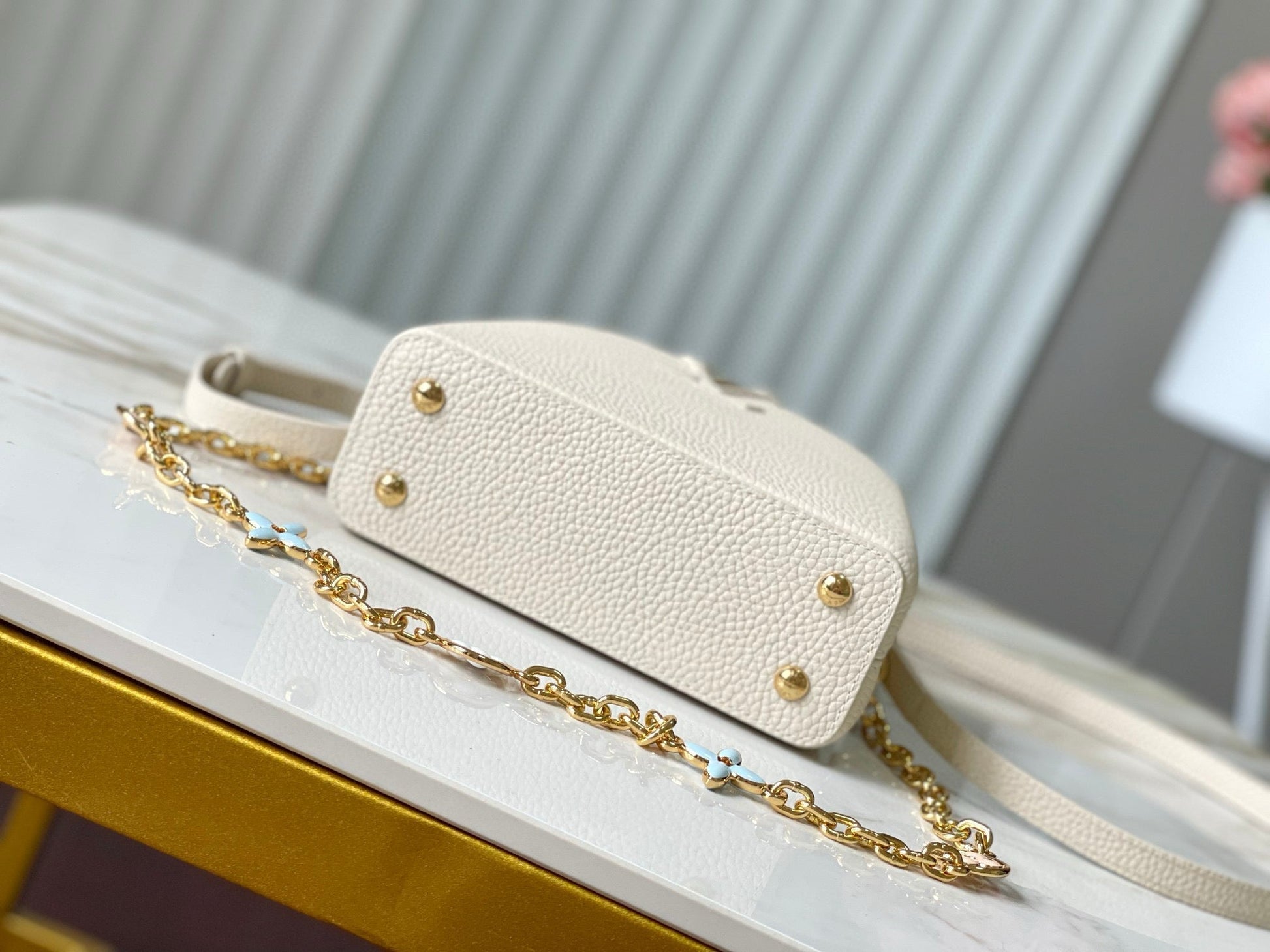 CAPUCINES MINI 21 CREAM CLOUD BLUE TAURILLON GOLD  HARDWARE mysite