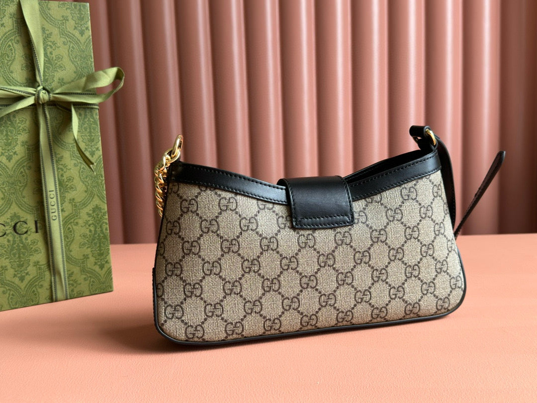 GG PADLOCK SMALL 24 BEIGE CANVAS BLACK CALFSKIN mysite