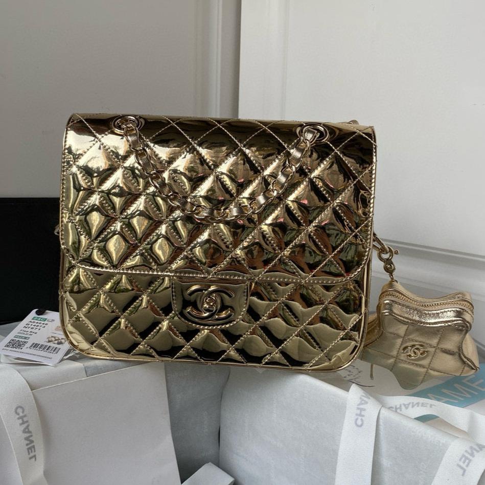 cc large backpack 31cm gold patent calfskin gold hardware mysite