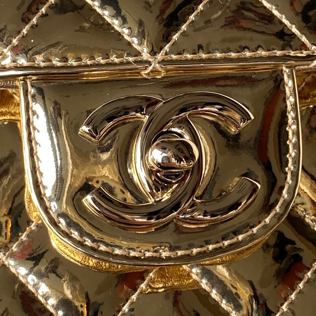 cc large backpack 31cm gold patent calfskin gold hardware mysite