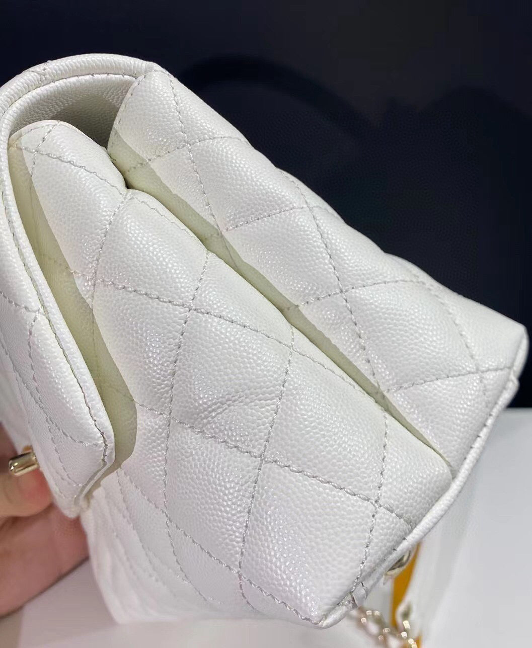coco handle flap bag 23cm white quilted caviar light gold hardware mysite