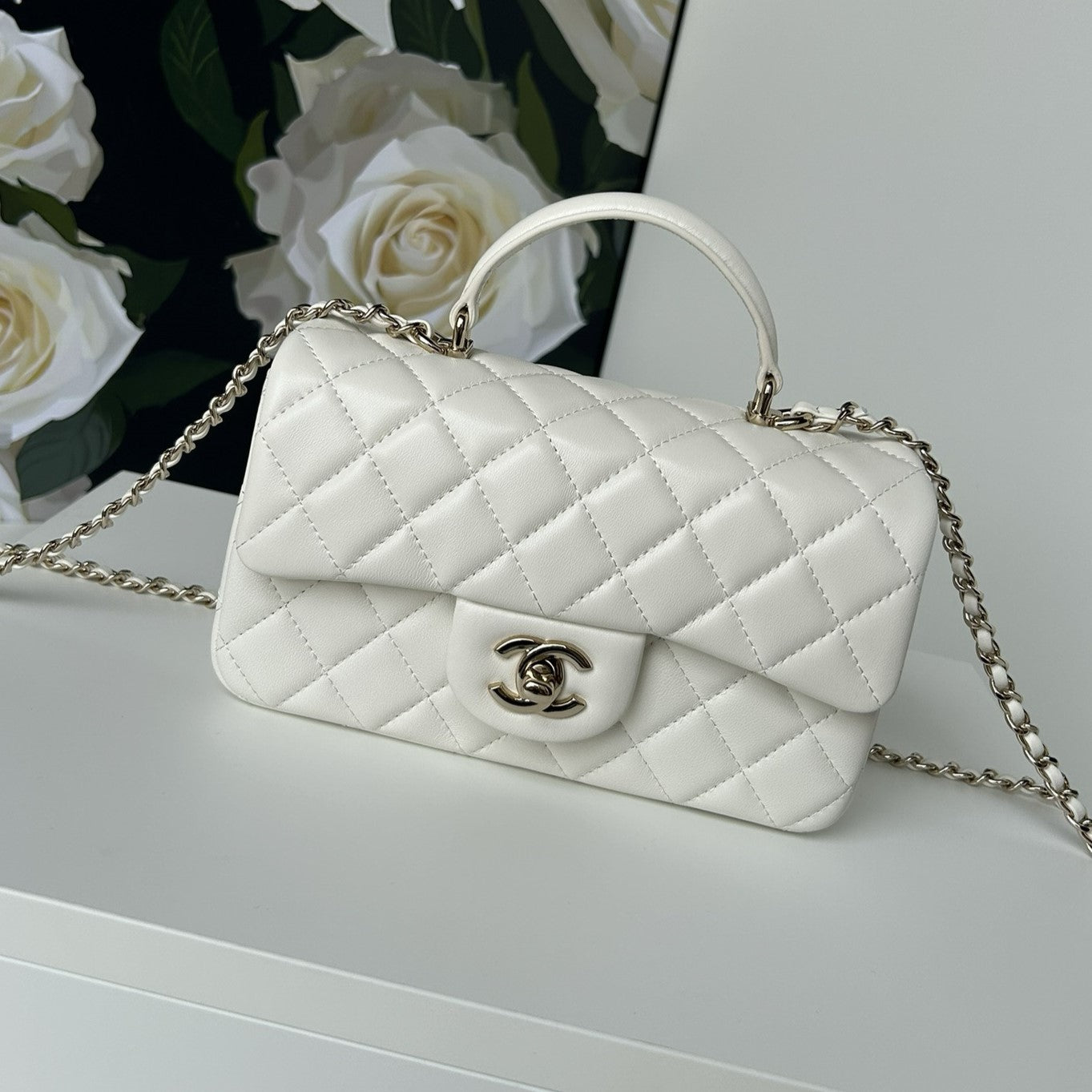cc flap bag 20 white lambskin silver hardware mysite