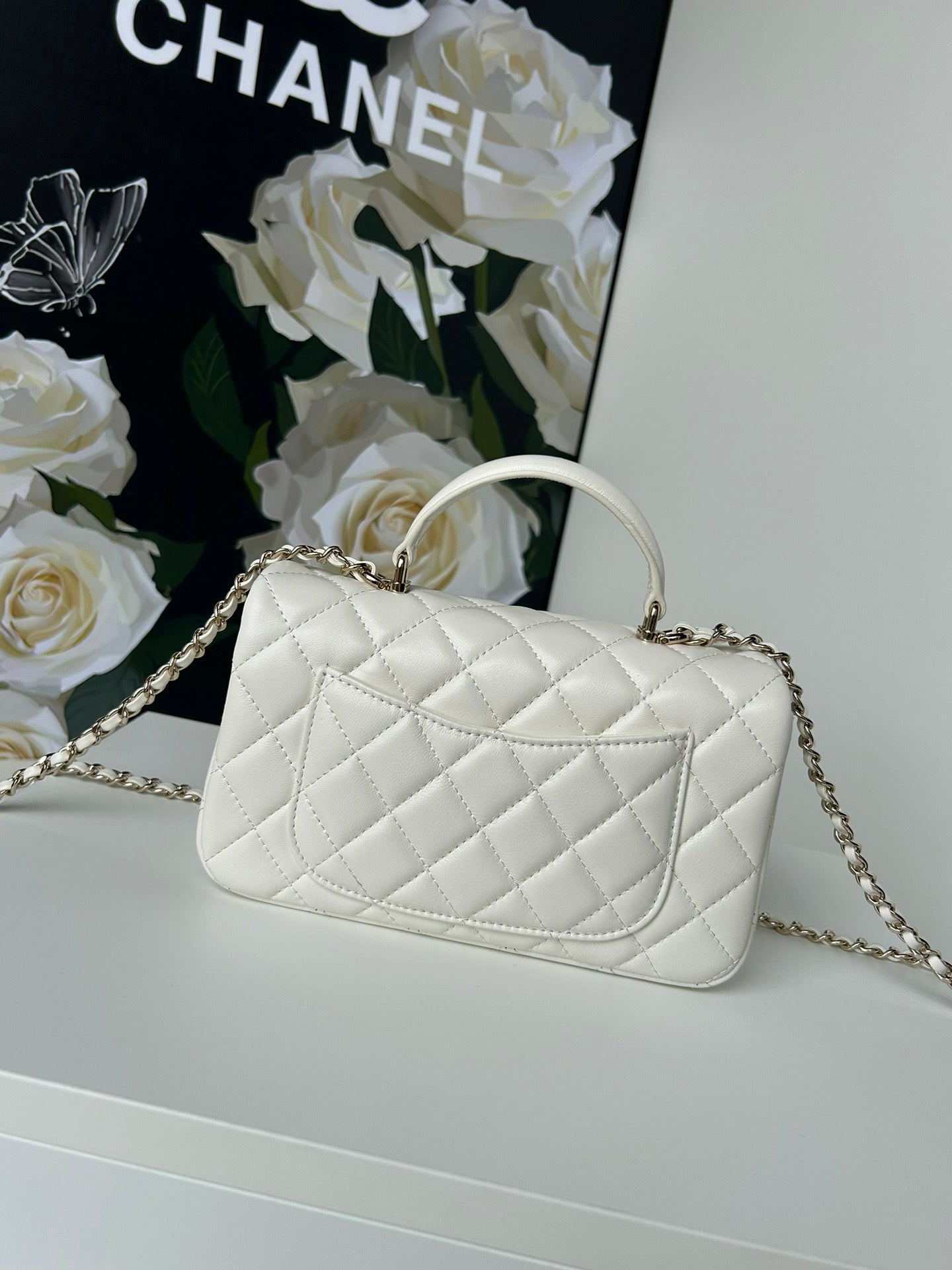 cc flap bag 20 white lambskin silver hardware mysite