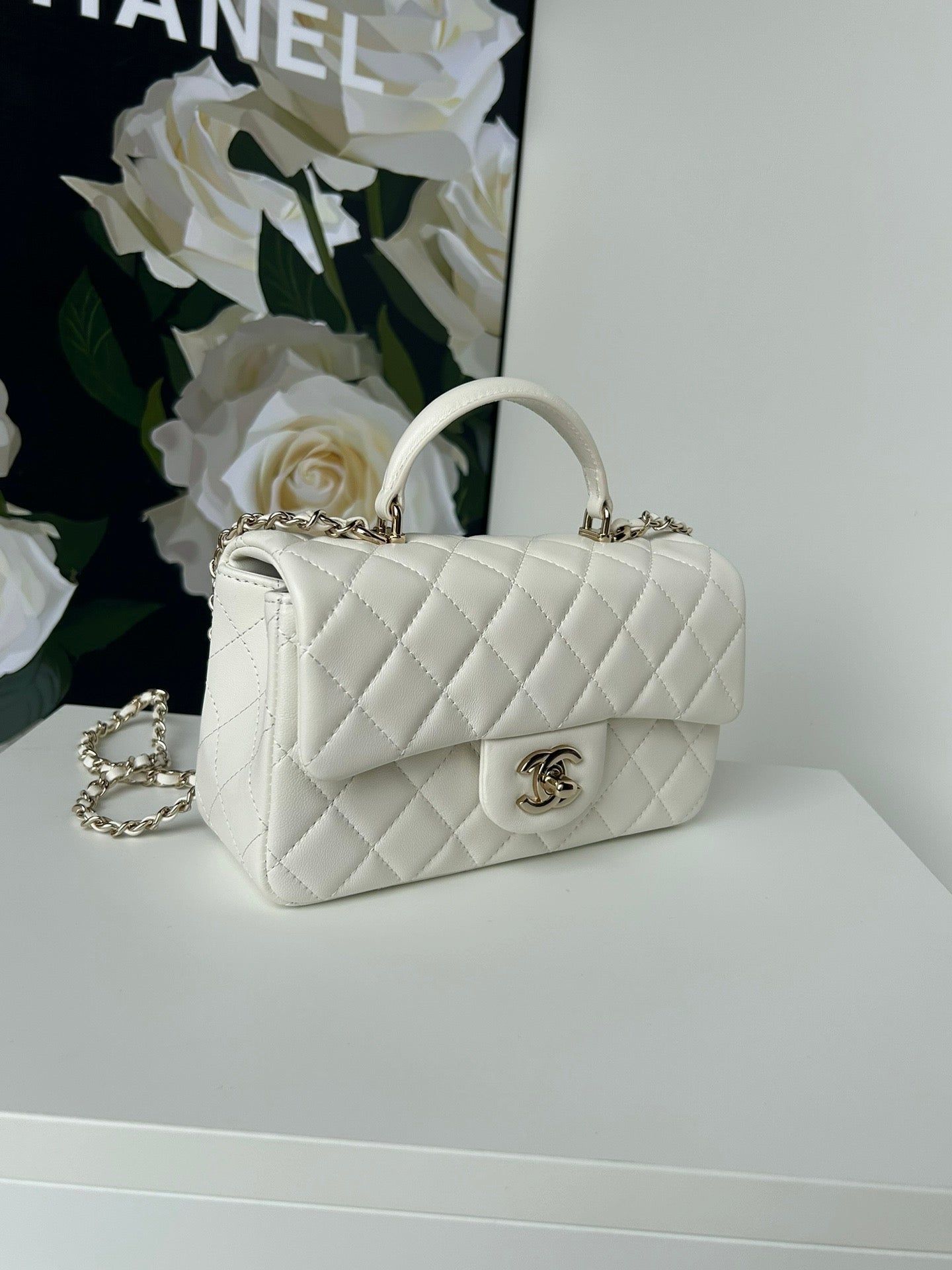 cc flap bag 20 white lambskin silver hardware mysite