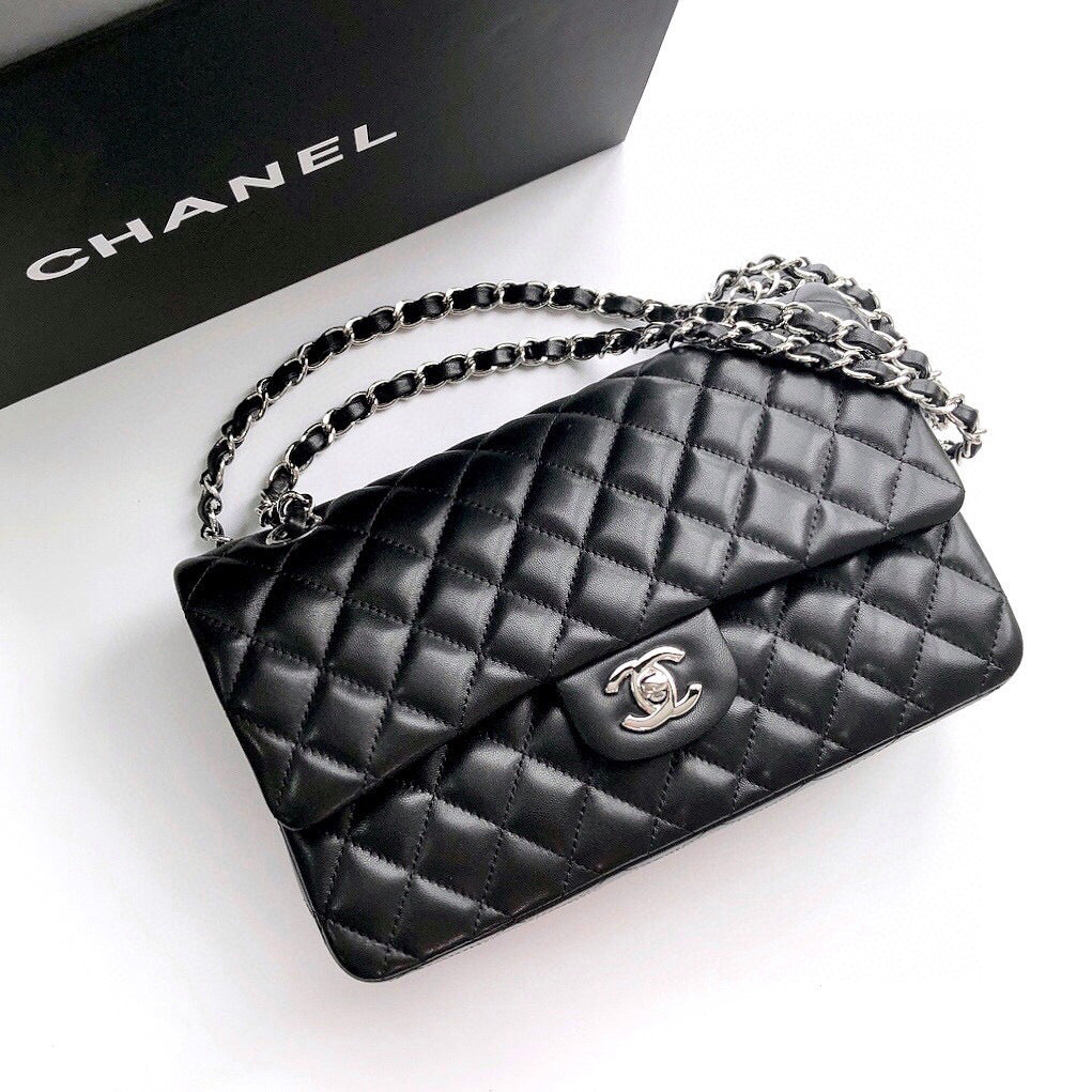 CLASSIC FLAP 25 BLACK LAMBSKIN SILVER HARDWARE mysite